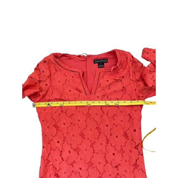 Jessica Howard Lace Coral Shift Dress A-line Women's Size 8P - Picture 7 of 11